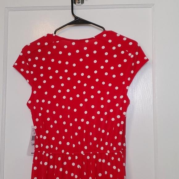 Robbie Bee Red Polka-dot Faux Wrap Dress - Picture 8 of 9